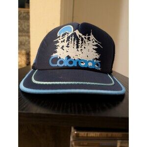 Vintage 3 Stripe Trucker Hat Cap Snapback Colorado Mountains Nature Nissin 90s